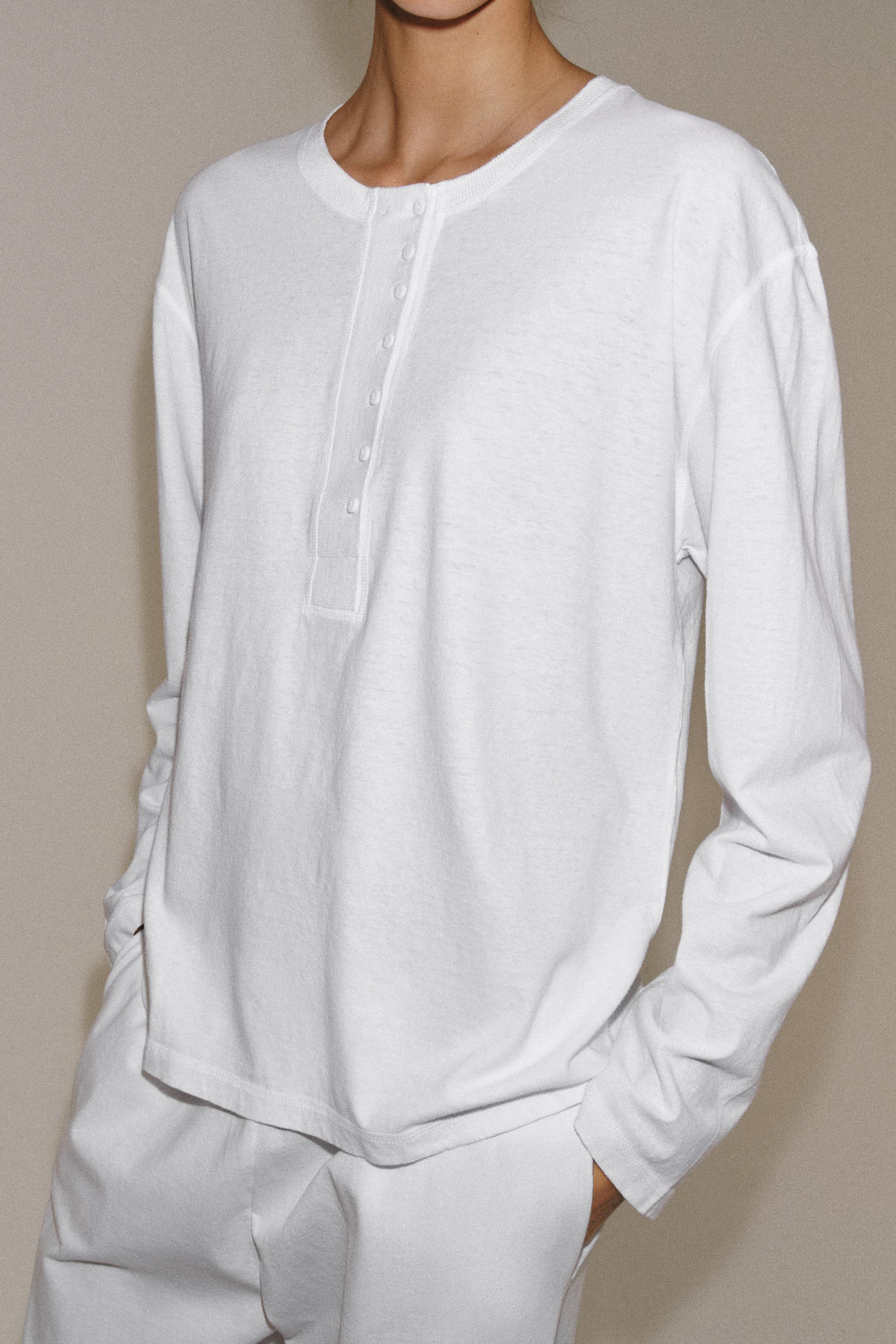 LINEN BLEND HENLEY SHIRT | Zara US