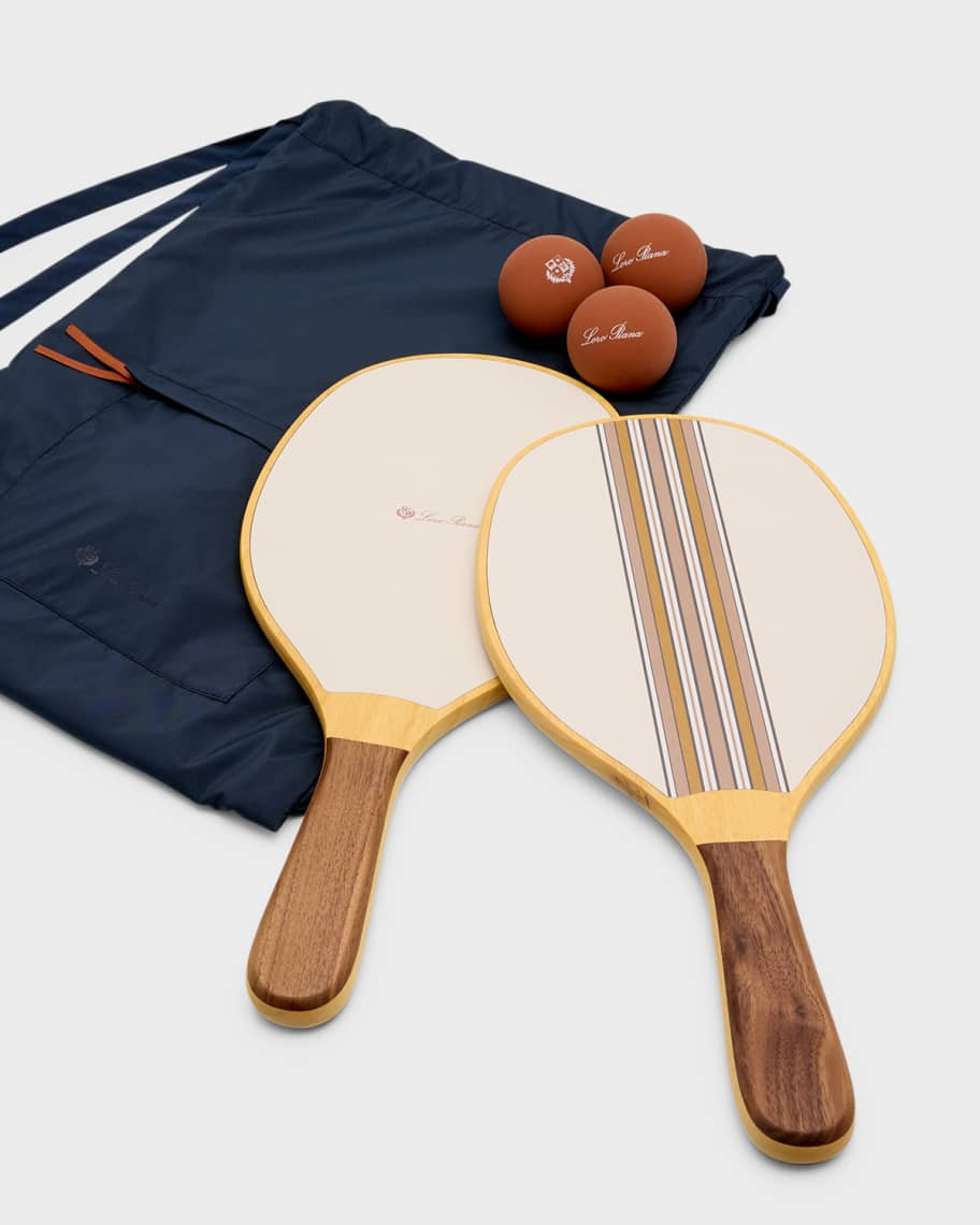 Loro Piana Men's The Suitcase Stripe Beach Paddleball Racquets | Neiman Marcus