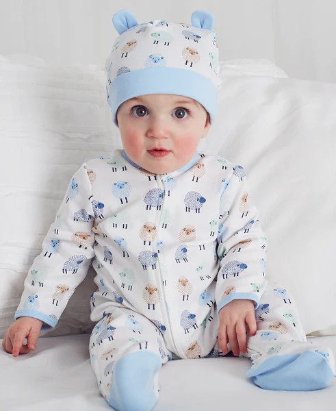 Little Lambs Zip Footed One-Piece and Hat | Little Me