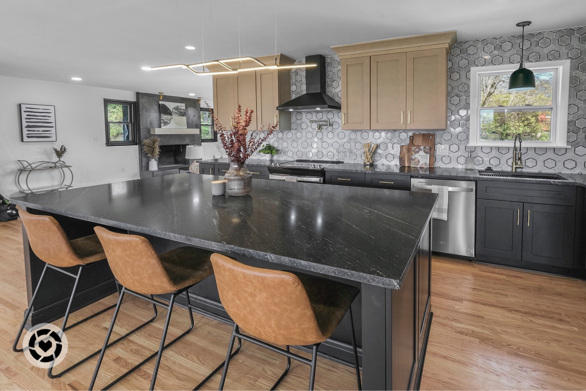 Love this kitchen! 

Remodel
New kitchen 
Bar stools
Island
Light
Hood vent 
Appliances 

#LTKhome #LTKSale #LTKstyletip