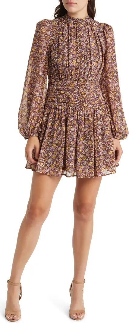 Floral Long Sleeve Fit & Flare Minidress | Nordstrom