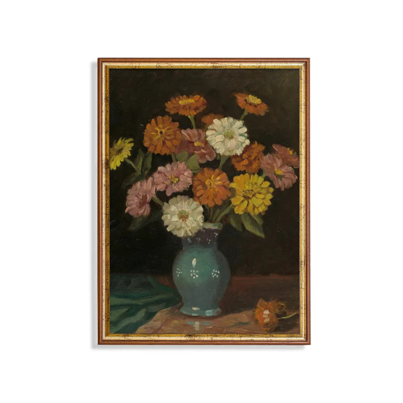 Vintage Still Life With Flowers  Antique Floral Painting  - Etsy | Etsy (US)
