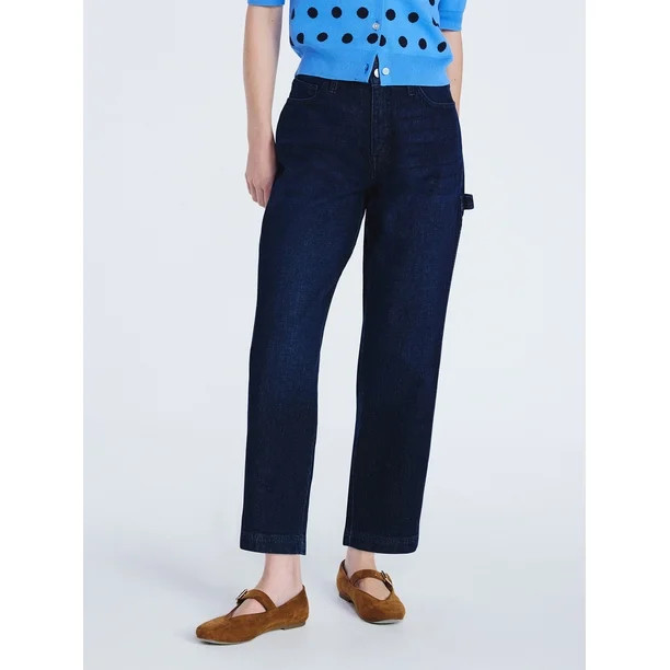 Free Assembly Women's Midrise Cropped Barrel Jeans, 27.5" Inseam, Sizes 0-20 | Walmart (US)