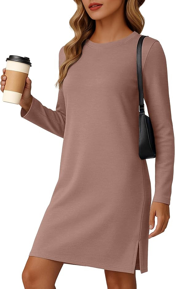 FREEOAK Dresses for Women 2025 Casual Long Sleeve Dress Trendy Fall Spring Vacation Travel Airpor... | Amazon (US)