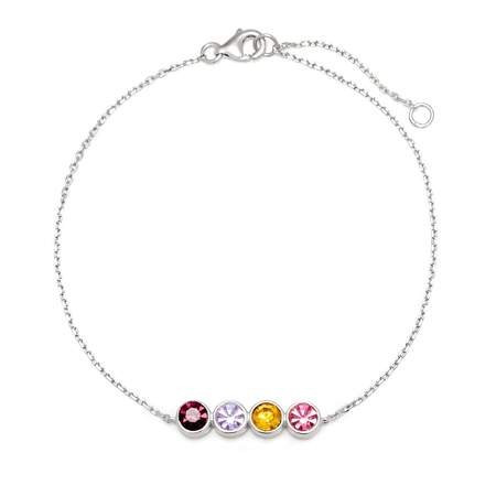 4 Stone Silver Bezel Set Birthstone Bracelet | Eve's Addiction Jewelry