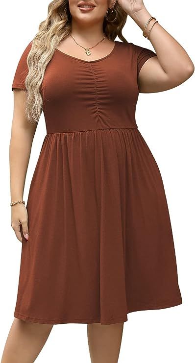 Nemidor NEM293 - Vestido casual de verano de algodón para mujer, talla grande, con bolsillos | Amazon (US)