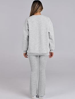 Amazon.com: ANRABESS Women 2 Piece Sweatsuits Lounge Set Oversized Fleece Crewneck Sweatshirts Fl... | Amazon (US)