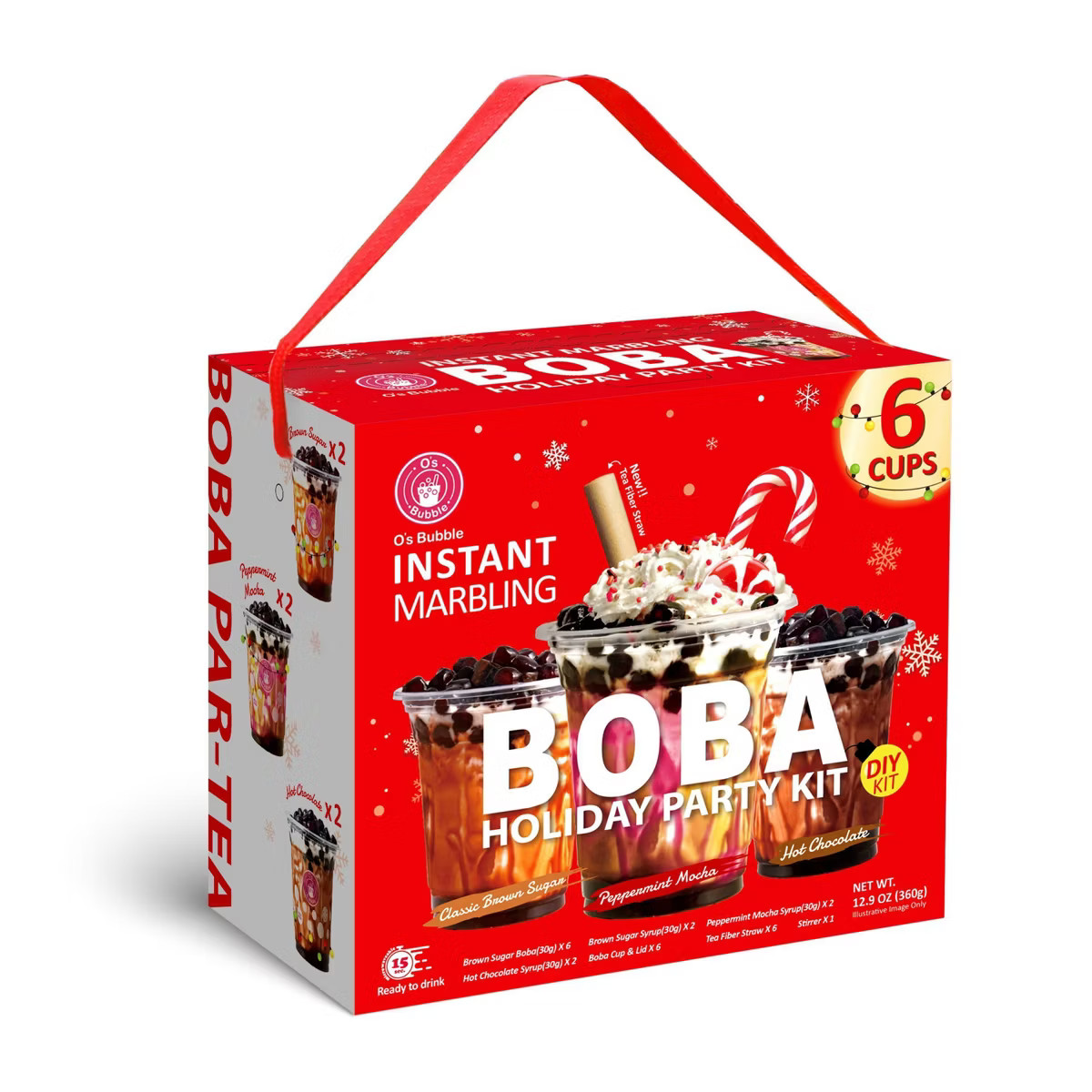 O's Bubble Brown Sugar Peppermint and Hot Chocolate Flavored Holiday Party Boba Tea Kit - 12.9oz/... | Target