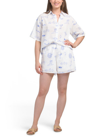 Cotton Paradiso Wave Short Set | TJ Maxx