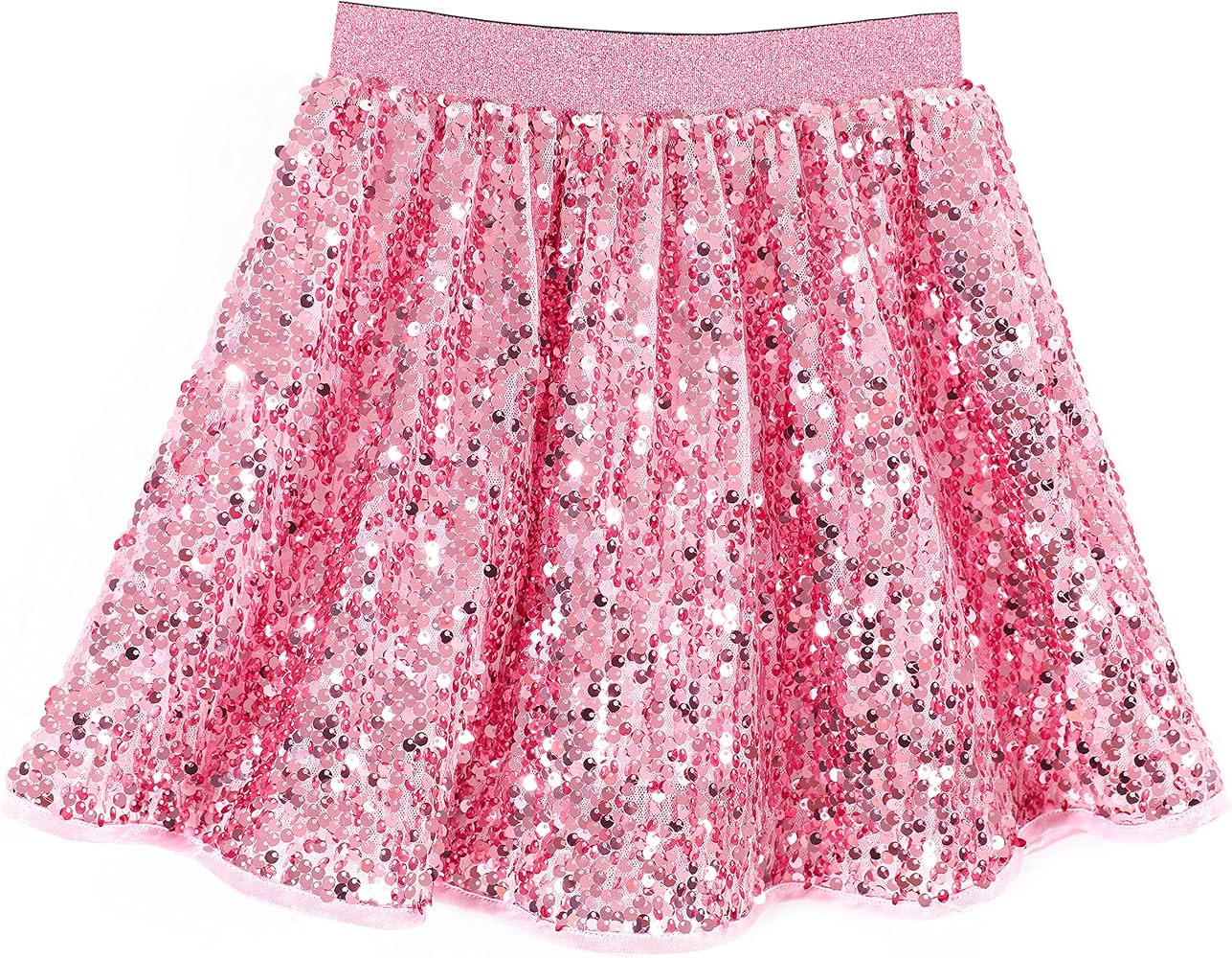 Flofallzique Girls Sequin Skirt Sparkle Glitter Toddler Dance Skirt Kid Tutu kirts Party Clothes ... | Amazon (US)