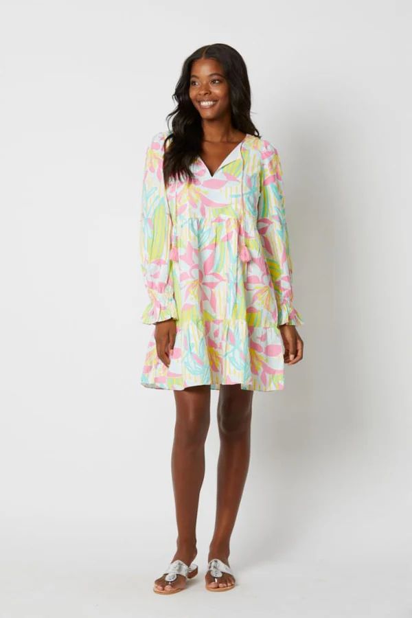 Pastel Palms Long Sleeve Dress with Tassels | Sail to Sable