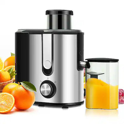 Costway - Juicer Machine Juicer Extractor Dual Speed w/ 2.5'' Feed Chute - Silver/Black | Best Buy U.S.