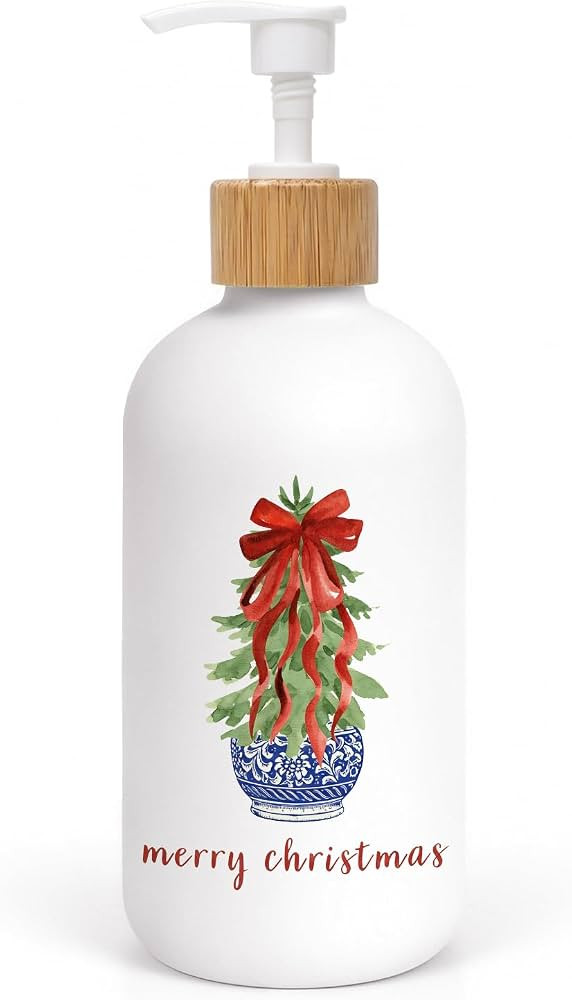 Christmas Chinoiserie Bathroom Glass Soap Dispenser with Pump | Amazon (US)