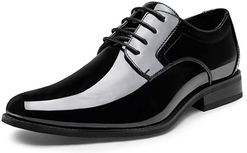 Vostey Men's Tuxedo Dress Shoes Brogue Formal Oxfords 637 Patent Black 9.5 | Amazon (US)