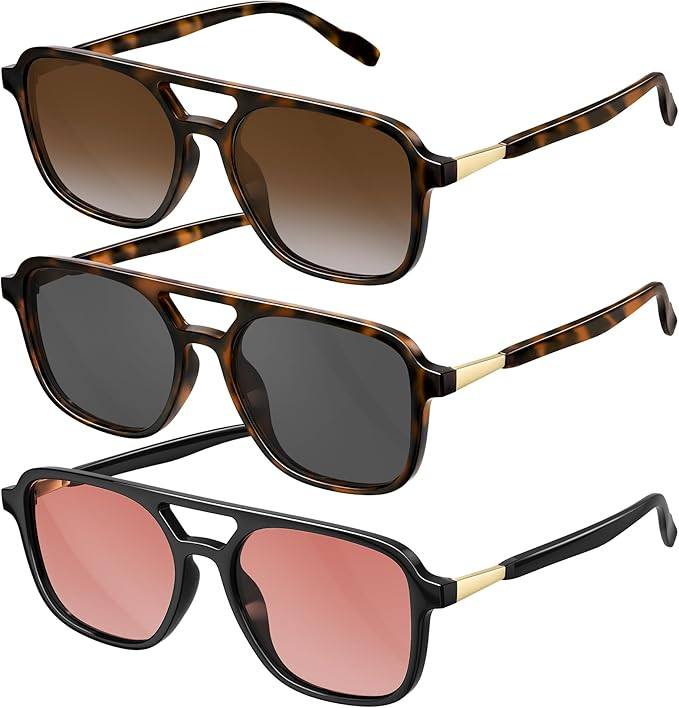 Retro Aviator Sunglasses for Women Men:Polarized Trendy Vintage 70s Rectangle Womens Shades Sun G... | Amazon (US)