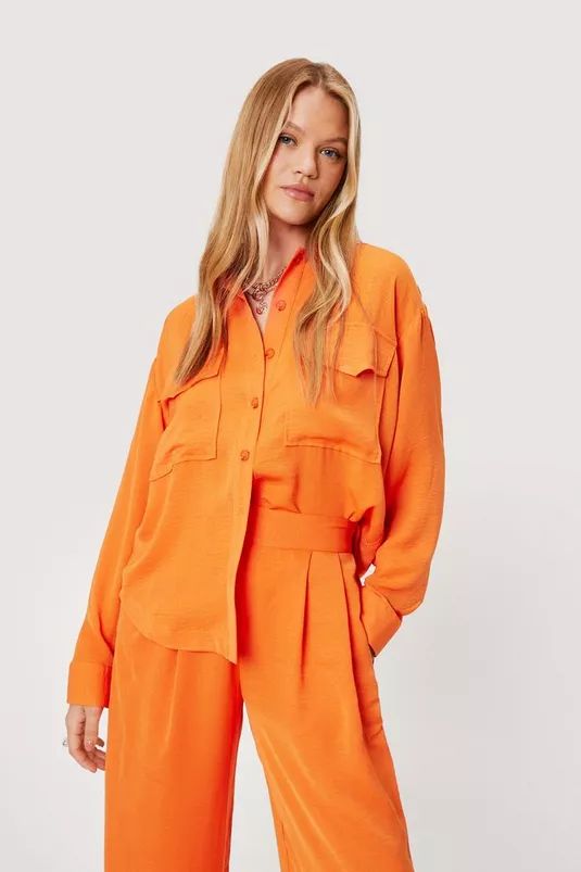 Oversized Flap Pocket Button Down Shirt Co Ord | Nasty Gal (US)