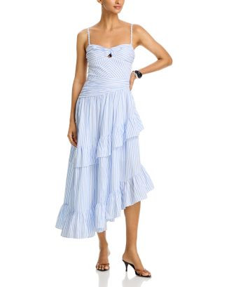 Stripe Ruffle Asymmetrical Midi Dress - Exclusive | Bloomingdale's (US)