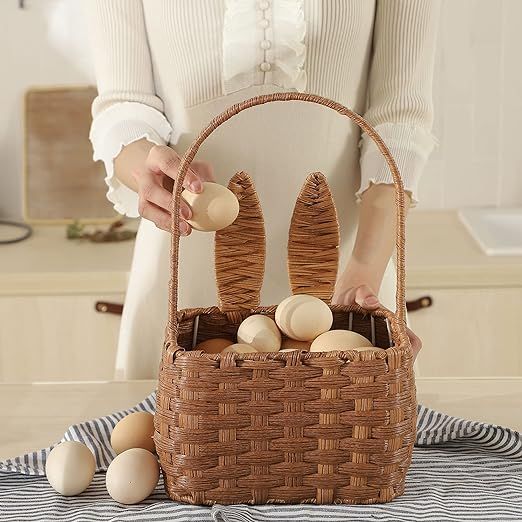 Easter basket with handle harvest flower girl garden toy mini picnic wine woven basket kids baby ... | Amazon (US)