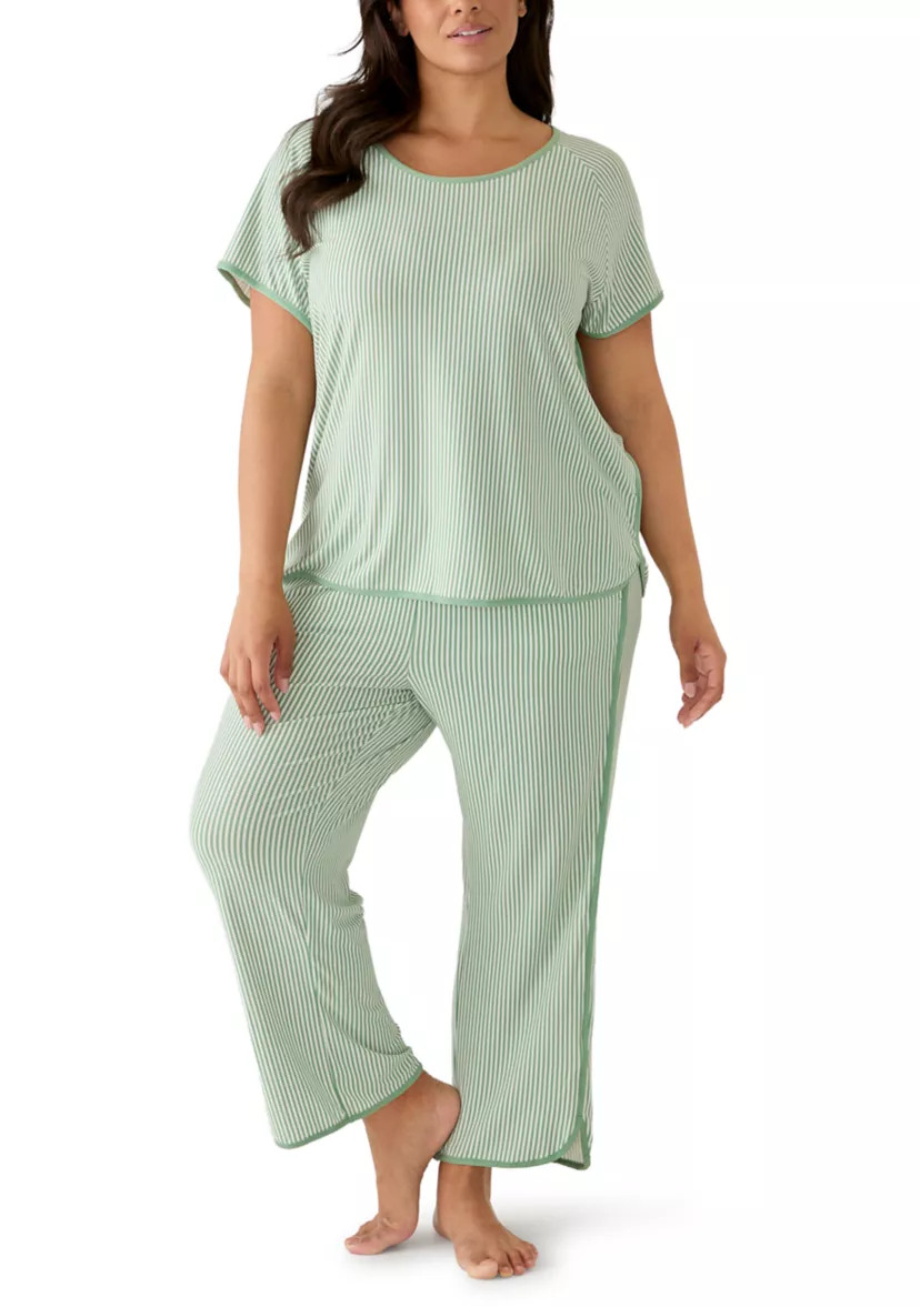 Plus Size Short Sleeve Crew Neck Yummy Pajama Set | Belk