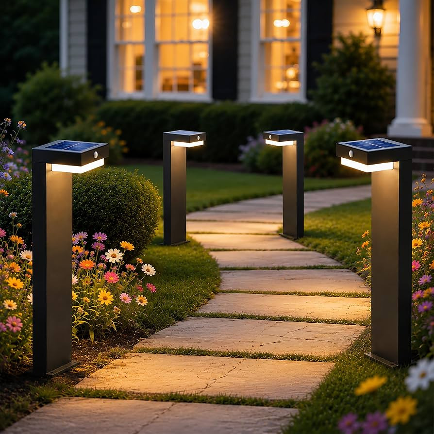 20.5" Solar Pathway Lights - Walkway Solar Lights for Outside - PIR Sensor & Two Lighting Modes -... | Amazon (US)