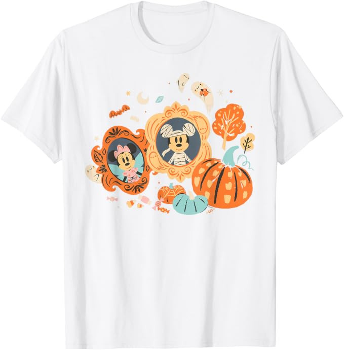 Disney Halloween Mickey & Minnie Pumpkins and Picture Frames T-Shirt | Amazon (US)