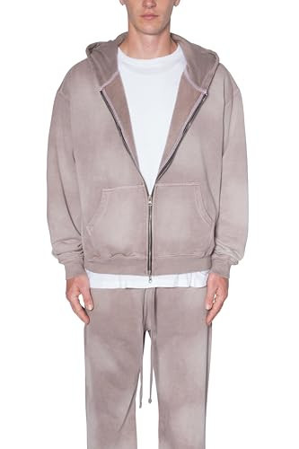 mnml Men's Faded Basic Zip Up Hoodie, Washed Mauve | Amazon (US)