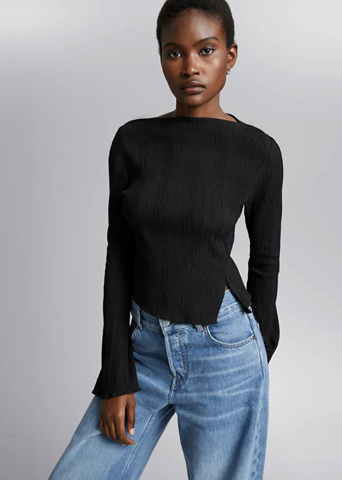 Cropped Asymmetric Frilled Top | & Other Stories US