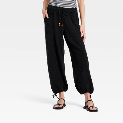Women's Regular Rise Baggy Ankle Pull-On Pants - Universal Thread™ Black XS | Target