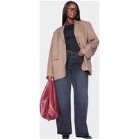 Plus Taupe Seam Detail Structured Oversized Blazer | PrettyLittleThing US