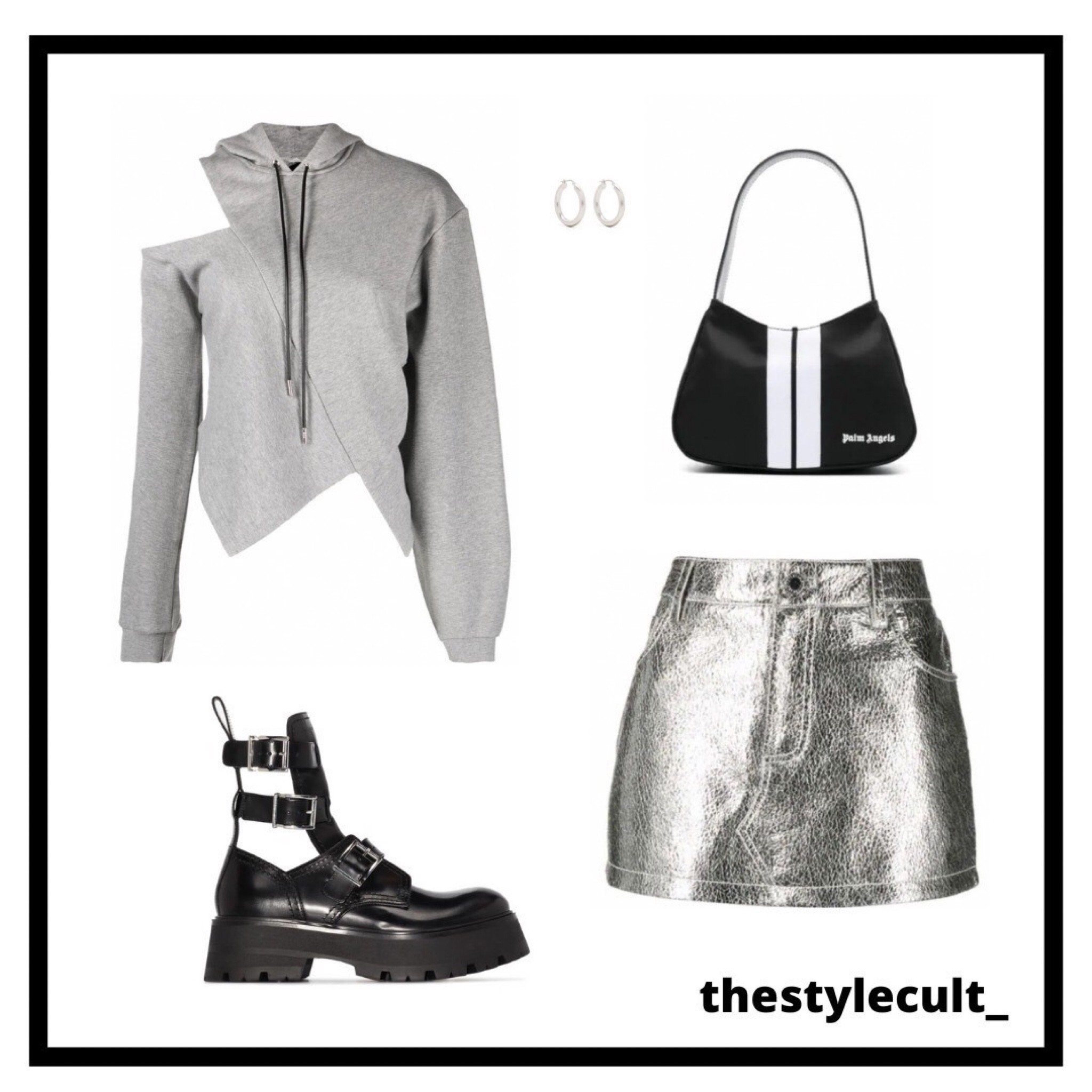 • rta asymmetrical hoodie | gold hoops | retrofete mini skirt | alexander mcqueen buckled boots | palm angels shoulder bag

#LTKitbag #LTKSeasonal