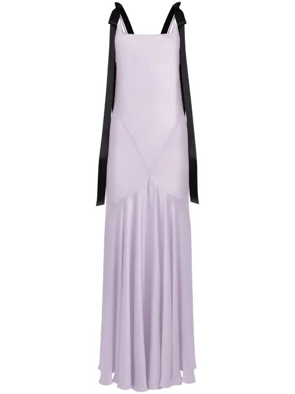 Nina Ricci Bow Satin Maxi Dress - Farfetch | Farfetch Global