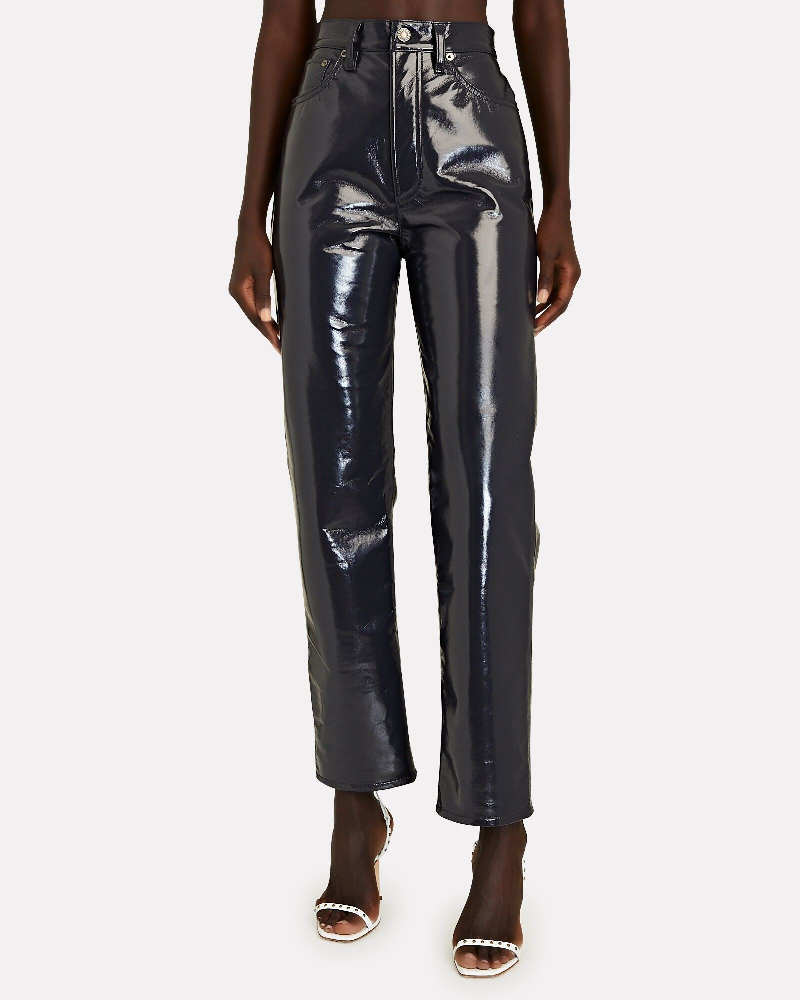 90s Pinch Waist Recycled Leather Pants | INTERMIX