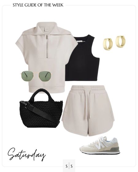 Style Guide of the Week | outfit ideas, Spring outfits, Summer outfits, transitional outfits, elevated outfit, athleisure set, sweat shorts, Varley set, ribbed tank, weekend wear, casual outfit. See all details on thesarahstories.com ✨

#LTKFind #LTKfit #LTKstyletip