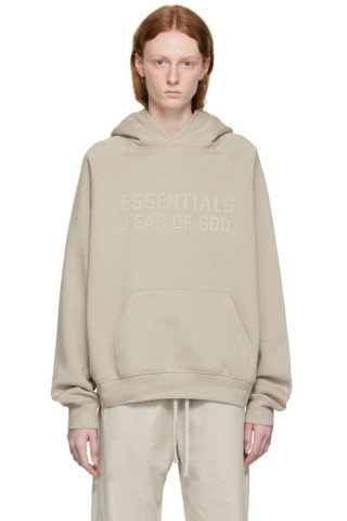 Essentials - Gray Raglan Hoodie | SSENSE