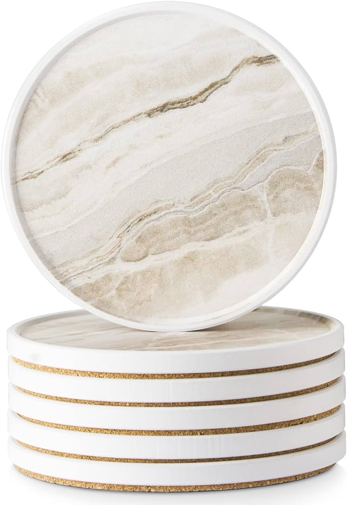 Amazon.com: LIFVER Coasters for Drinks, Ceramic Absorbent Coaster for Coffee Table fits All Coffe... | Amazon (US)