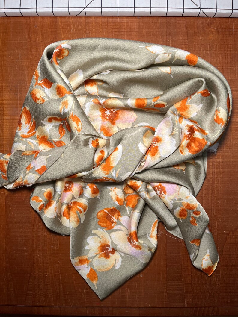 Light Sage Green Orange Floral Wranglin Rag Cowboy Scarf Wild Rag | Etsy (US)