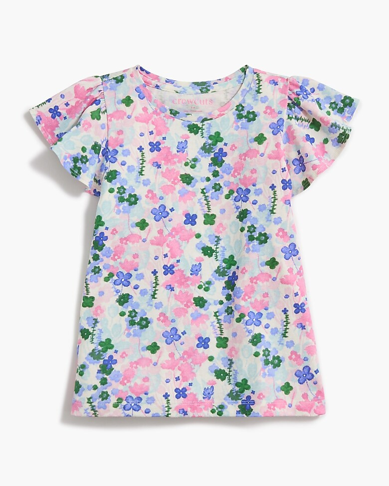 Girls' floral flutter-sleeve tee | J.Crew Factory
