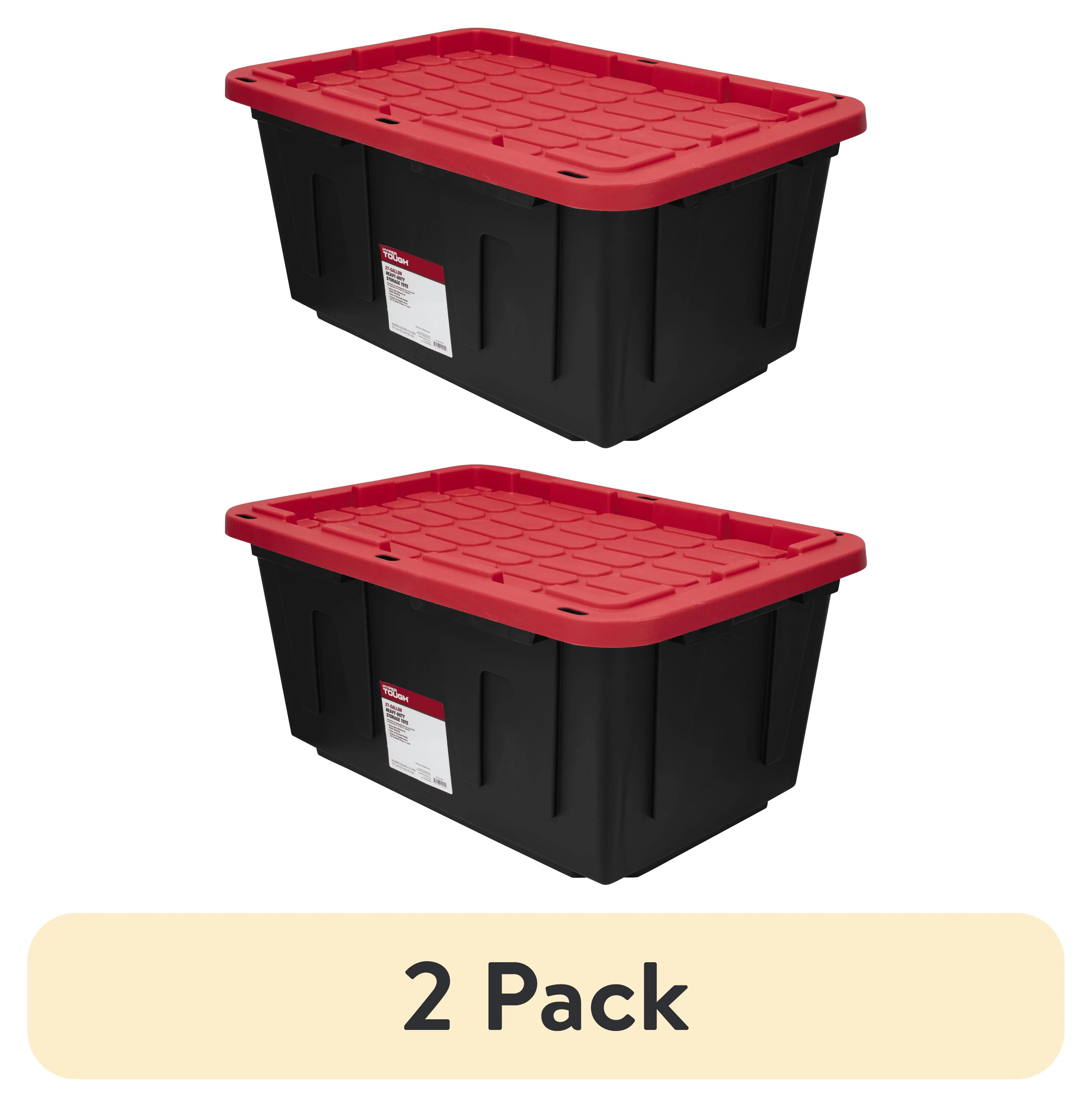 (2 pack) Hyper Tough Large Storage Bin, 27 Gallon Plastic Storage Container with Snap-On Lid, Bla... | Walmart (US)