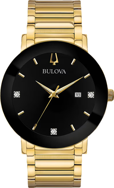 Bulova Men's Futuro Diamond Dress Diamond-Accent Gold-Tone Stainless Steel Bracelet Watch 42mm - ... | Macy's