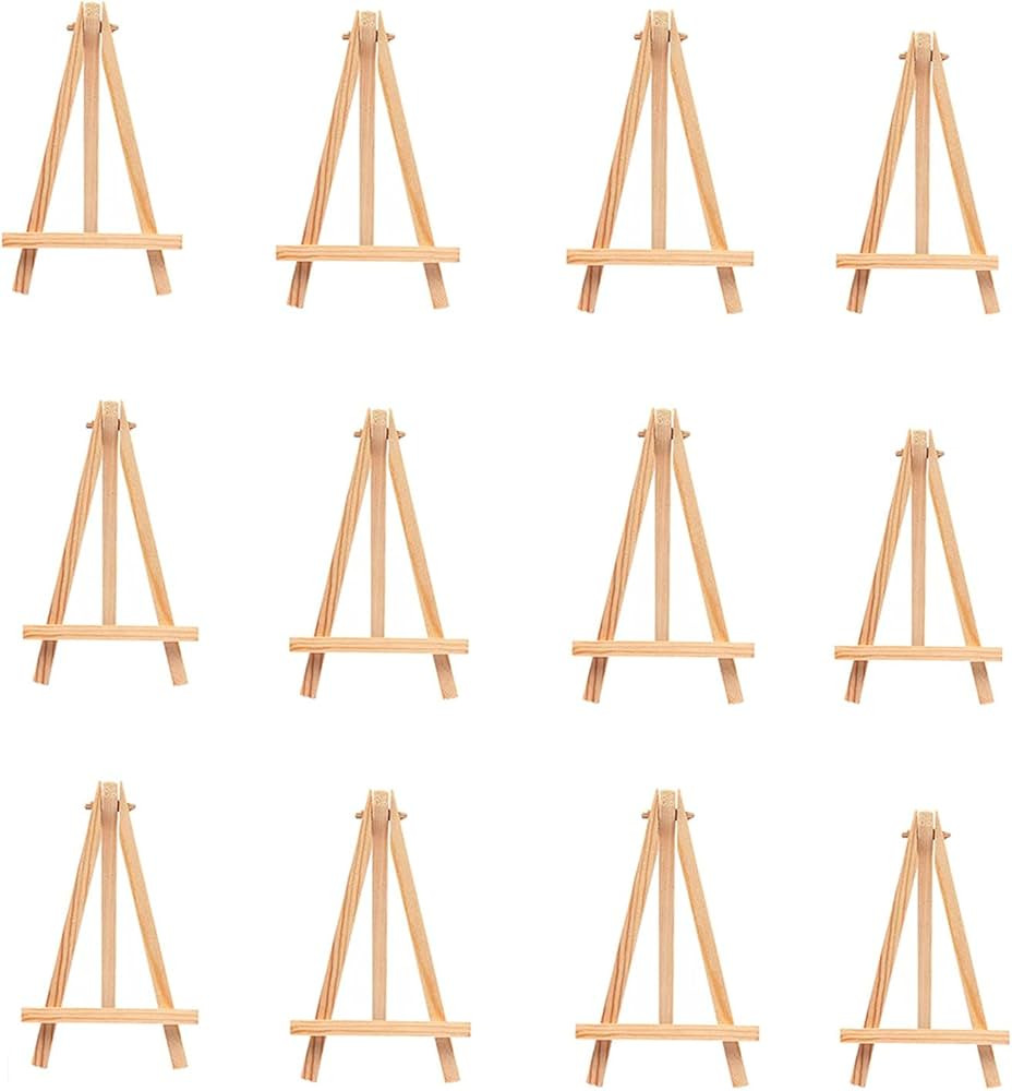 12Pcs Wooden Tabletop Art Display Easels, Small Desktop Holder Stand for Displaying Canvas Painti... | Amazon (UK)
