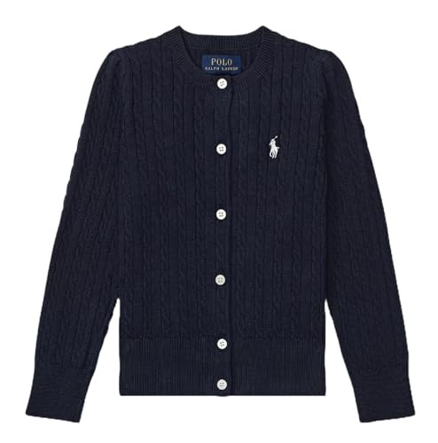 Ralph Lauren Polo Girls Cotton Knit Cable Cardigan Sweater (4 US Little Kid) French Navy | Amazon (US)