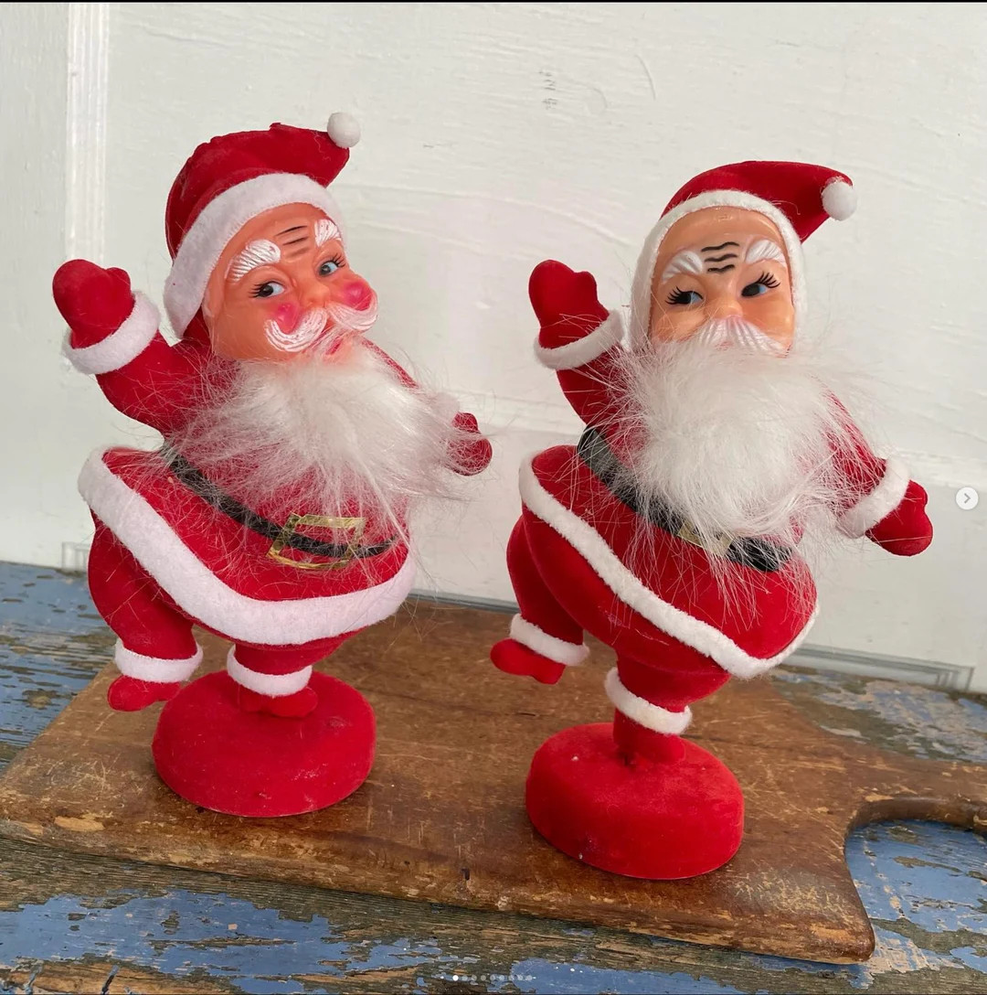 Vintage Flocked Santa Dancing Waving Christmas ONLY ONE LEFT | Etsy (US)