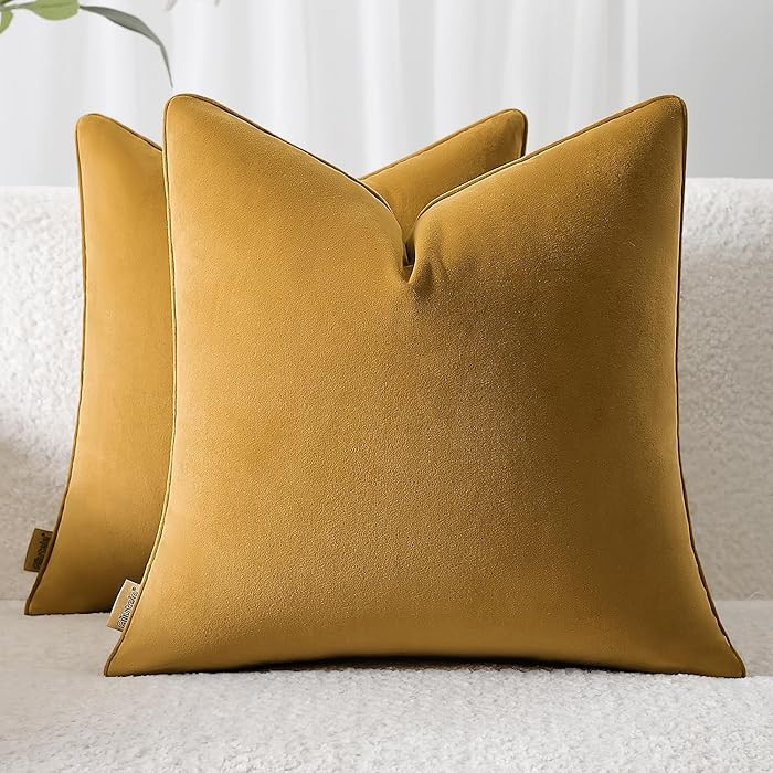 Throw Pillow Covers 18x18 Set of 2 – Solid Decorative Pillow Cases for Couch, Sofa, Bed – Squ... | Amazon (US)
