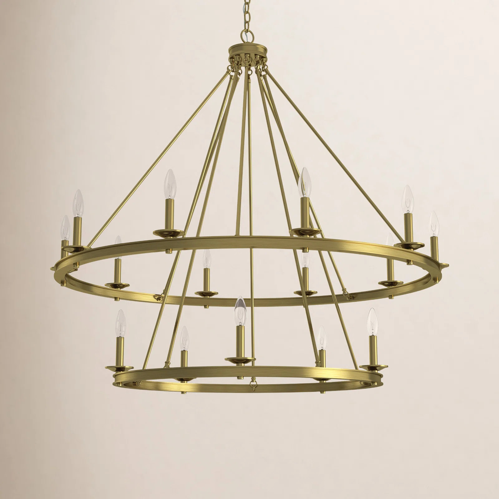 Poynor 15 - Light Wagon Wheel Chandelier in Warm Brass | Wayfair North America