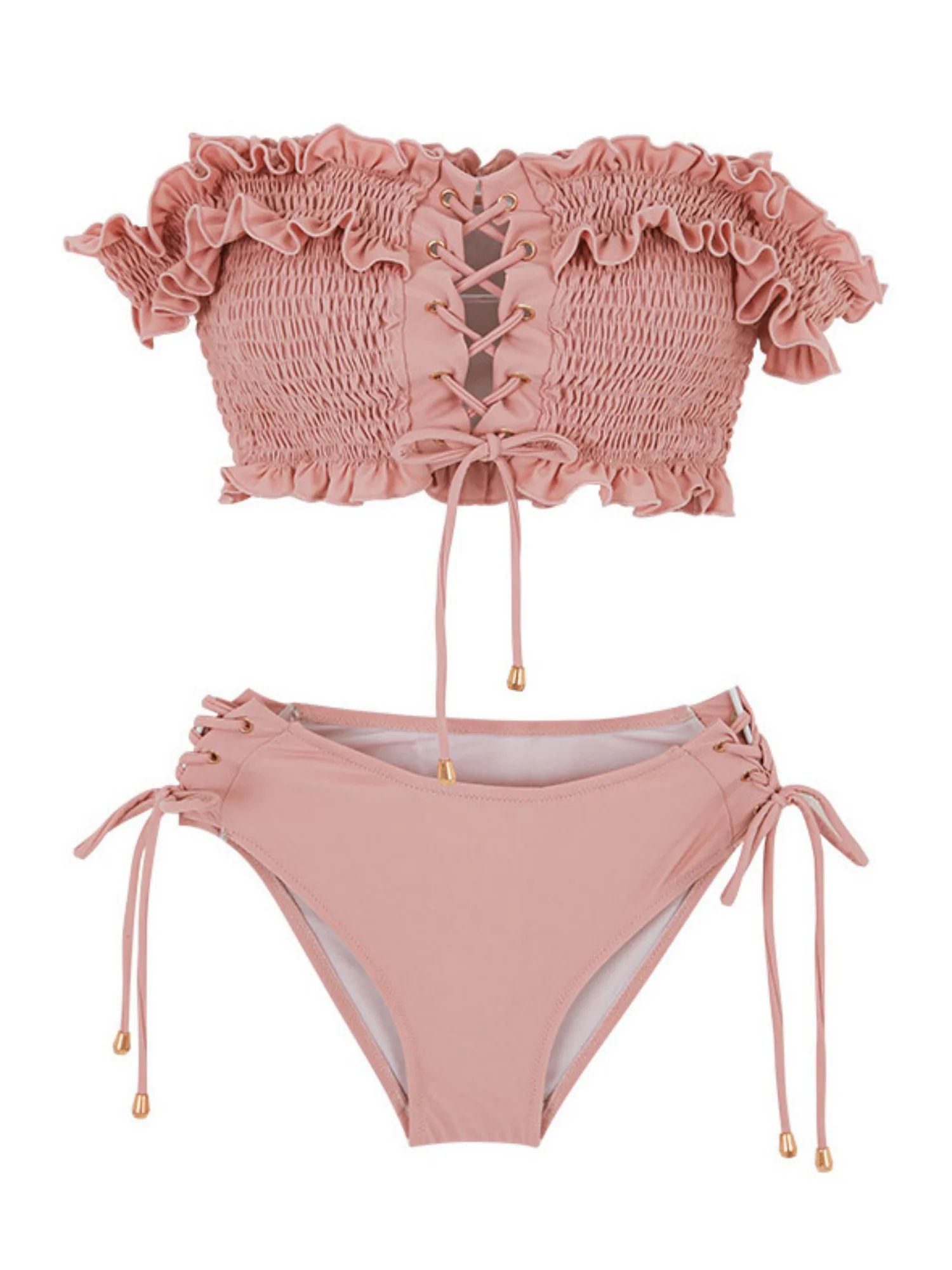 'Andrea' Ruched Ruffled Bikini (3 Colors) | Goodnight Macaroon