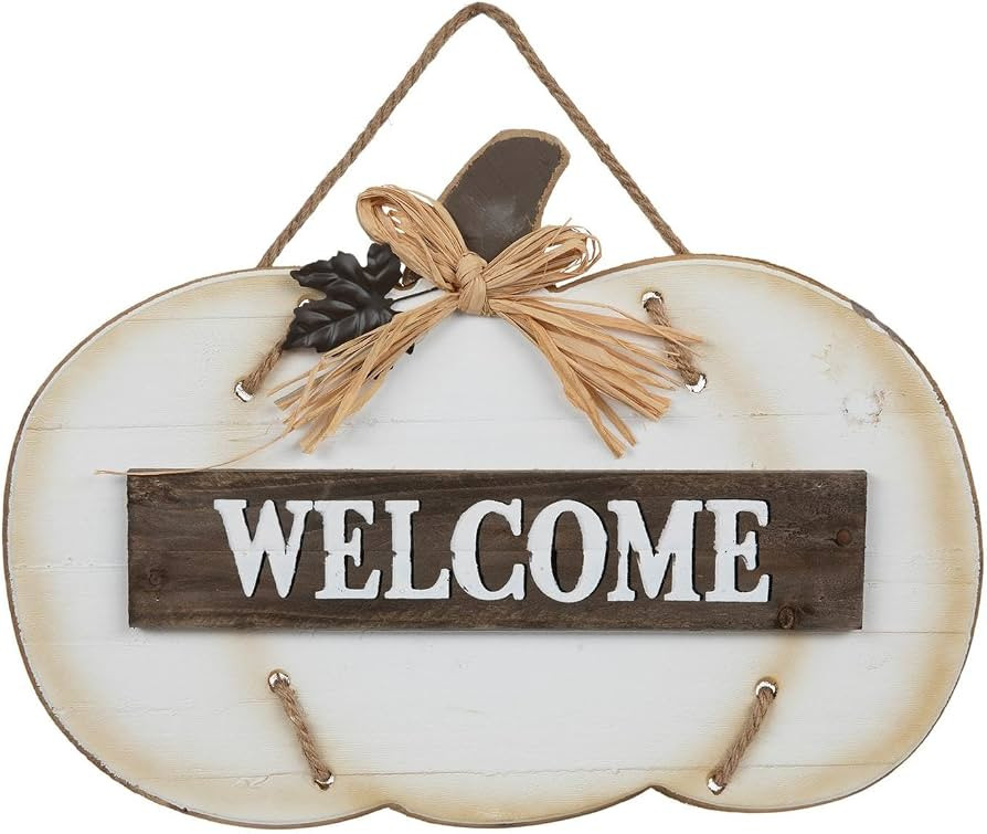 Hobby Lobby White Wash Pumpkin Welcome Sign, 18.25" x 13.13" | Amazon (US)