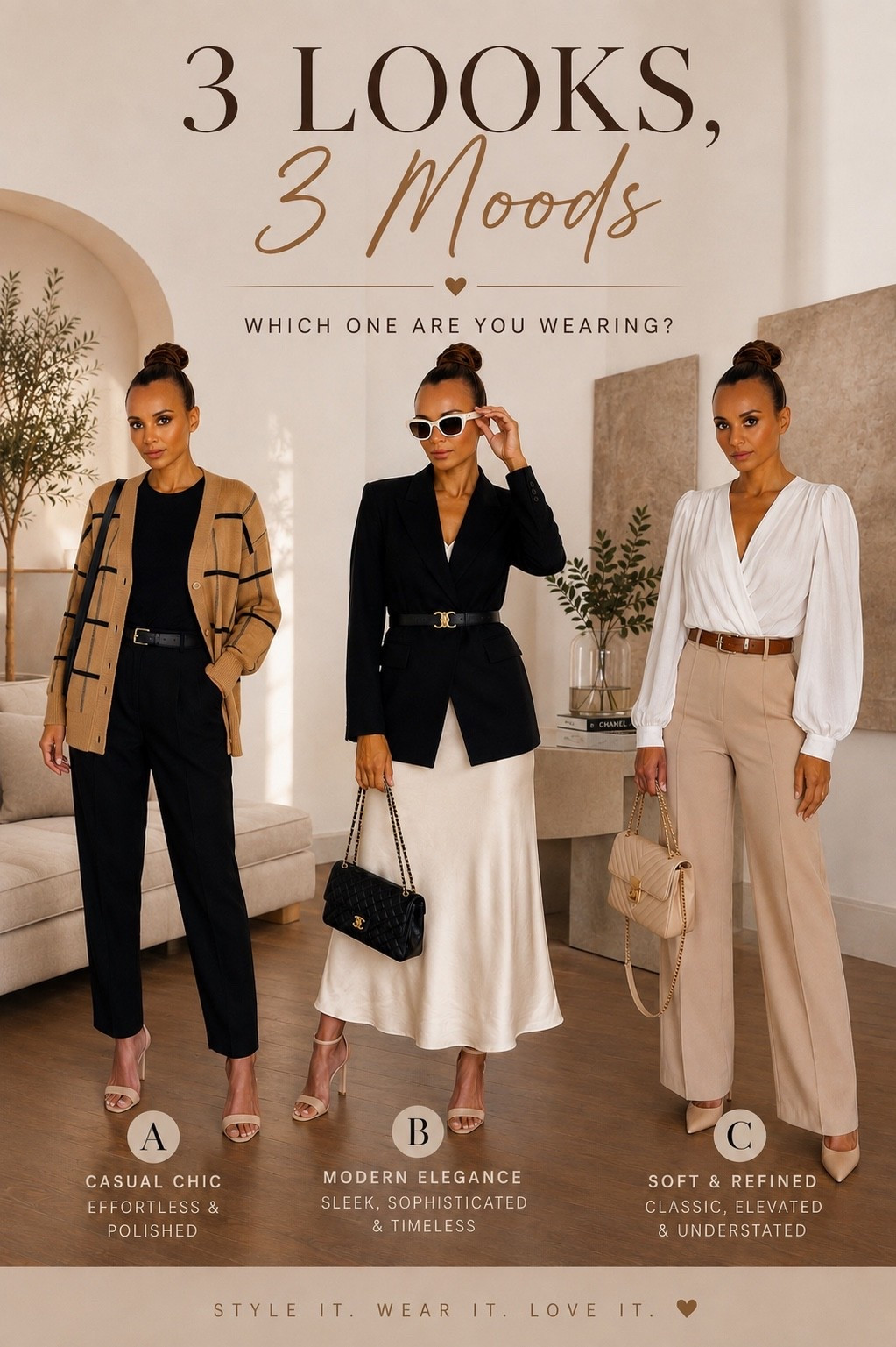 3 polished looks, endless outfit inspiration. 🤍

From effortless everyday style to modern elegance and timeless tailoring, these are the outfits I’m reaching for on repeat. Whether you’re headed to brunch, the office, a meeting, or dinner, these looks prove you don’t need a special occasion to dress well.

Which look are you choosing—A, B, or C? ✨

#LTKStyle #LTKFinds #EverydayStyle #ClassicStyle #CapsuleWardrobe #MinimalStyle #ChicStyle #OfficeStyle #SmartCasual #FashionOver40 #NeutralStyle #StyleInspo #ElevatedBasics #WearItWell #OOTD

#LTKgrwm #LTKootd #LTKWorkwear