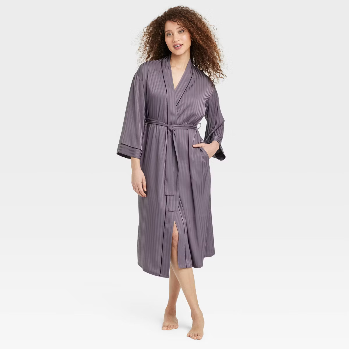 Women's Luxury Collection Shadow Striped Long Satin Robe - Auden™ | Target
