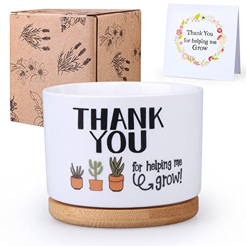 Teacher Appreciation Gifts Set, Teacher Week Christmas End of Year Present from Student, Best Birthday Valentine Retirement Gift Thank You Idea, Plant Pot For Succulent,Thank You for helping me Grow | Amazon (US)