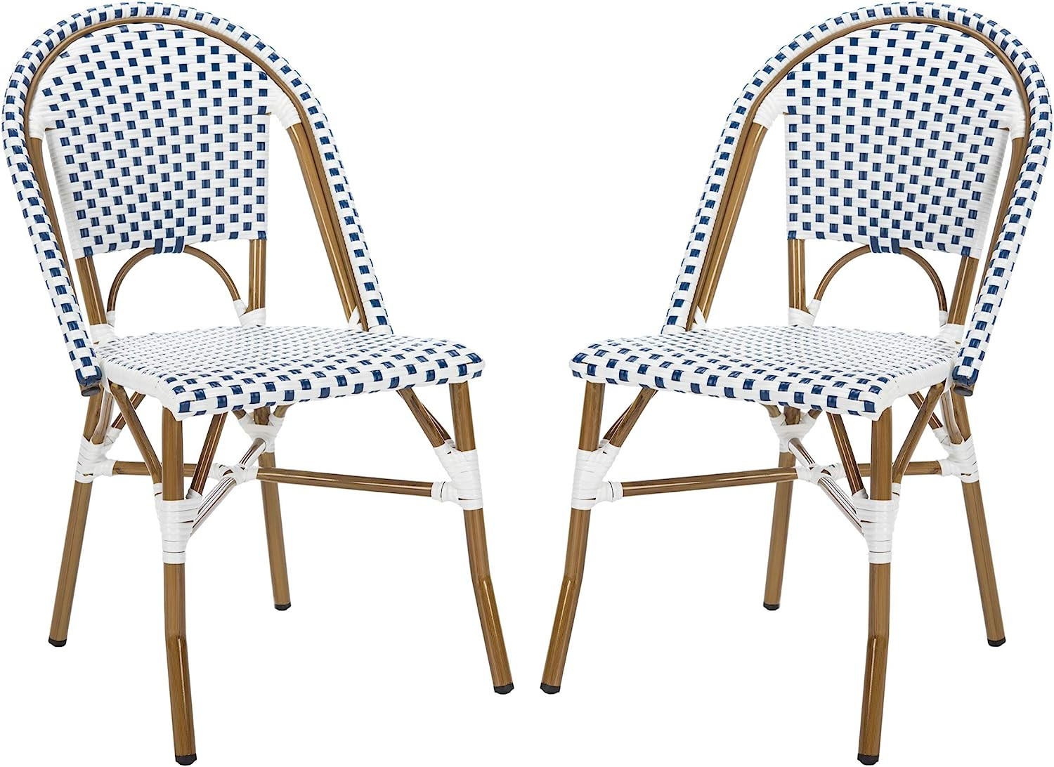 Safavieh Home Collection Hooper Indoor-Outdoor Stacking Side Chairs | Blue & White | Set of 2 | Amazon (US)